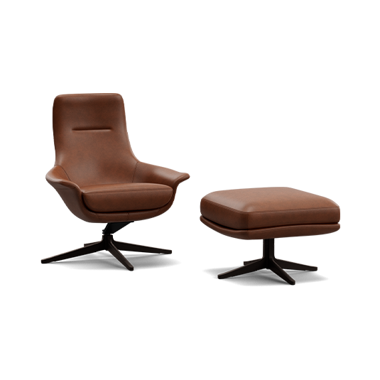 Seymour Mid Back Chair with Swivel Base and Foot Stool