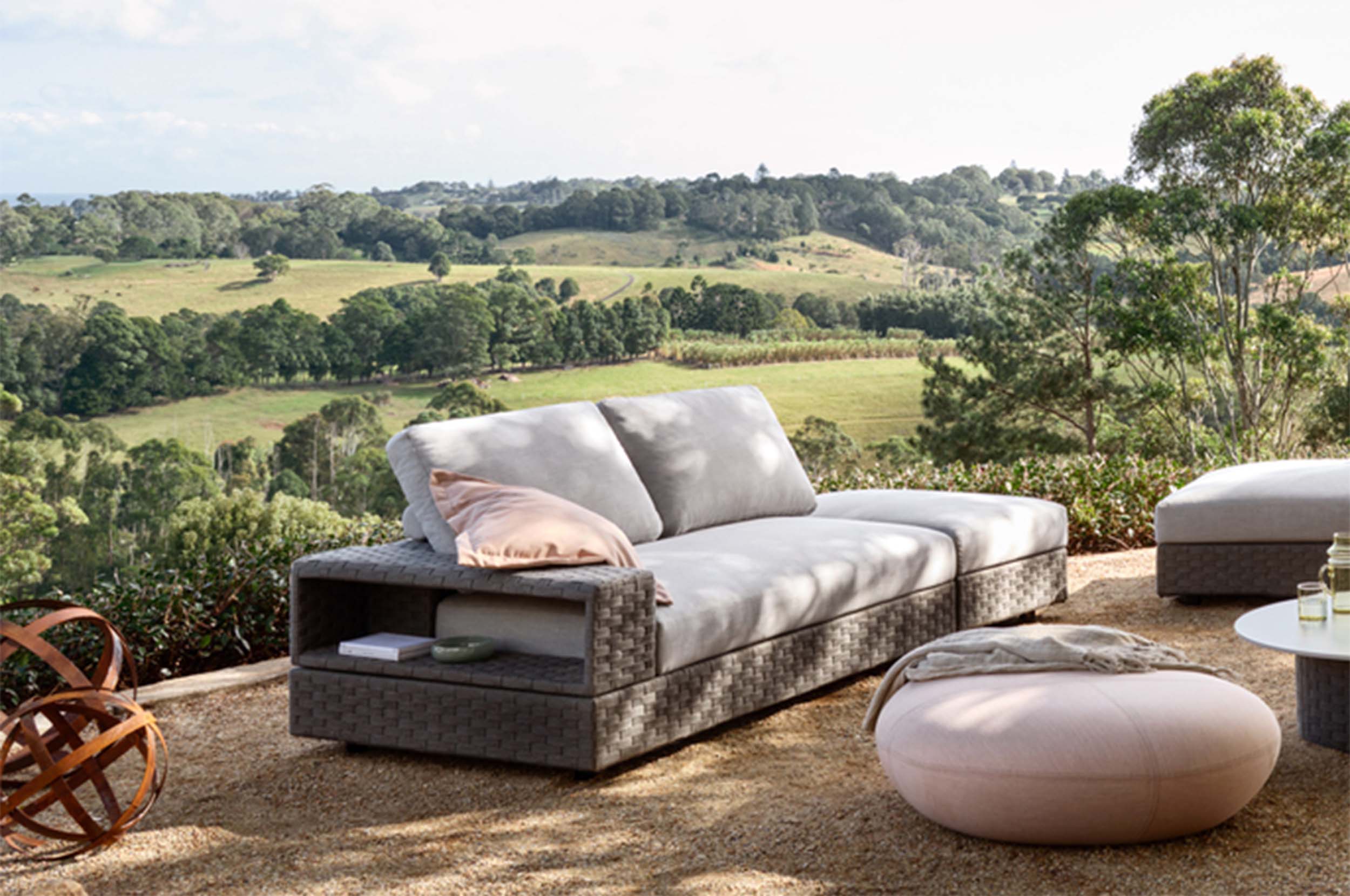 Outdoor chaise shop lounge with ottoman